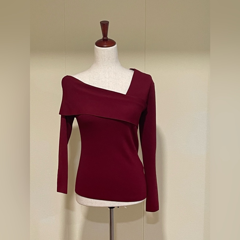 Reiss Eliah Knitted Asymmetric Top Red Size M - Picture 7 of 10